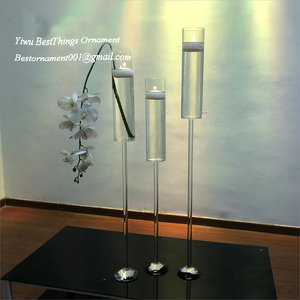 Long Stemmed <strong>Hurricane</strong> Floating <strong>Candle</strong> Glass Holder for Wedding Centerpieces - Product Image 4
