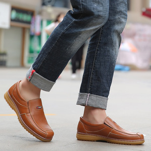 Mocassins pour hommes en cuir véritable, bout rond, à enfiler, semelle extérieure en caoutchouc respirant, semelle intermédiaire en EVA, chaussures décontractées - Product Image 3