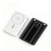 Batterie externe pliable avec support magnétique, charge rapide, câble intégré, portable, sans fil