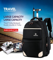 Sac à dos de voyage personnalisé avec chariot, grande capacité, pour les voyages d'affaires, les voyages sportifs, les voyages d'affaires, bagages de cabine, sac à dos à double bandoulière