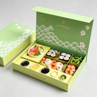 Boîte à sushi japonaise pliable en papier de luxe personnalisée pour la livraison de repas à emporter, avec gaufrage, pour déjeuner et bento – Vente en gros