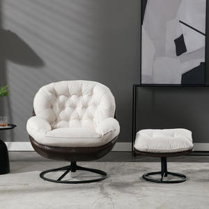 Sillones para Sala de Estar, <span class=keywords><strong>Sillón</strong></span> Individual Tapizado, Cómodo <span class=keywords><strong>Sillón</strong></span> de Lectura con Giro de 360 Grados y Reposapiés - Product Image 5