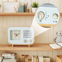 Logotipo personalizado Idea de cumpleaños para niños Pantalla de estudio Linda Televisión analógica Tema Bt Altavoz Alarma Mesa de cuarzo retro con reloj Escritorio