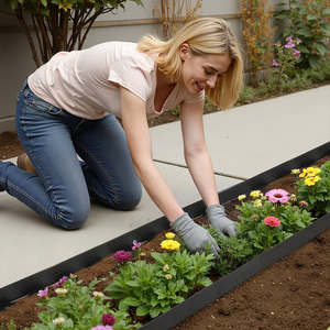 Bordure de jardin rectangulaire en acier Corten, clôture paysagère en métal avec installation facile, design moderne - Product Image 3