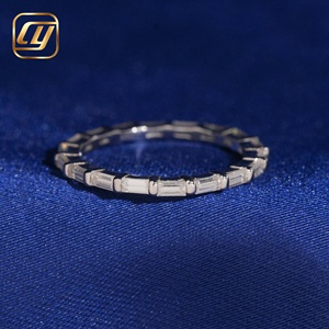 Anillo de Eternidad Completo de Plata de Ley S925 con Diamante Cultivado en Laboratorio, Corte Esmeralda, Anillo de Boda Chapado en Rodio, Joyería Fina para Mujer - Product Image 2