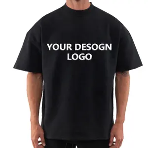 Custom Blank Streetwear Boxy Hip Hop 250 Gsm Drop Shoulder Graphic Heavyweight Tshirts Luxury Heavy Cotton Oversized T-shirt Men
