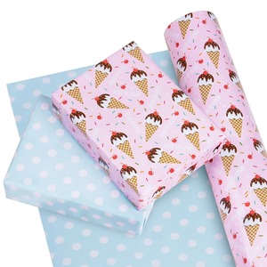 Custom Eco-Friendly Ice Cream Pattern Gift <b>Wrap</b> <b>Paper</b> <b>Roll</b> Double-Sided Coated Recyclable 100GSM Digital Printing <b>Paper</b> - Product Image 4