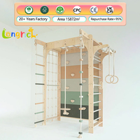Ensemble d'escalade intérieur multifonctionnel Montessori en bois massif avec échelle suédoise active, anneaux de gymnastique et mur d'escalade