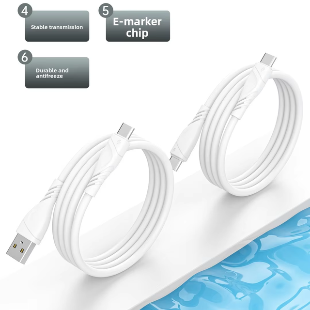 ZZX OEM 100W 60W 27W Liquid Silicone USB-C to USB-C Fast Charge Cable Compatible with IOS 15 Pro Max Plus Series, Type-C Laptop