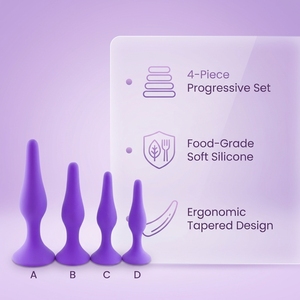 Set di 4 <span class=keywords><strong>Plug</strong></span> Anali <span class=keywords><strong>in</strong></span> Silicone per Donna Misure S M L XL, Giocattoli per Adulti - Product Image 3