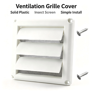 Grille d'aération carrée en plastique blanc avec maille, espacement des barres de 3/8 po, lames à 45 degrés pour l'évacuation de l'air mural - Product Image 3