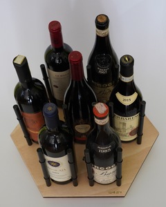 Portabottiglie per vino con essenza legnosa di qualità Premium Made In Italy con supporto In acciaio scuro - Product Image 3