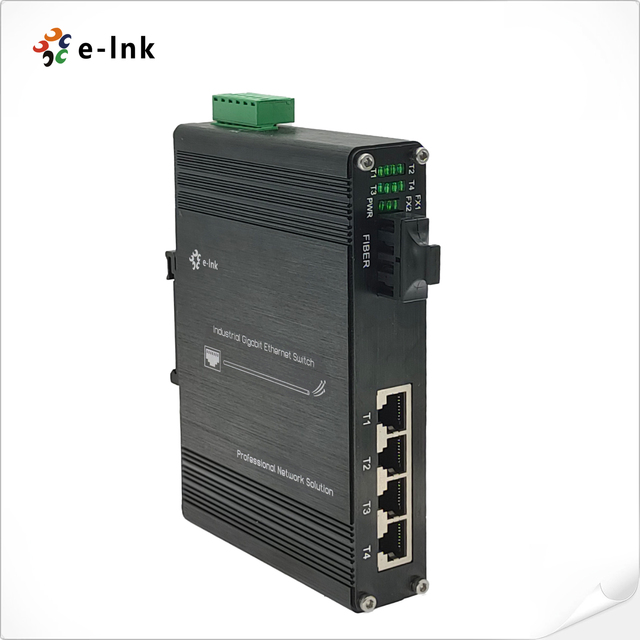 ISO9001 DIN-Rail / Wall-mount Industrial 4-Port 10/100Base-TX + 1-Port 100BASE-FX Ethernet Switch 12~58V IP40