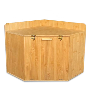 Premium Large Capacity Storage Kitchen Corner Bread Box Luxury Bamboo Craft Open Crate Gift Box Wooden Box Food