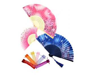 Personalized Customized Bamboo <b>Frame</b> Silk Folding Fan for Promotional Gift Fan With Tassels - Product Image 5