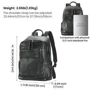 Mochila para Portátil de Cuero Genuino de Grano Completo DUJIANG, Correa de Hombro Curva, Asa Suave, Protección para Portátil, para Negocios y Ocio - Product Image 4