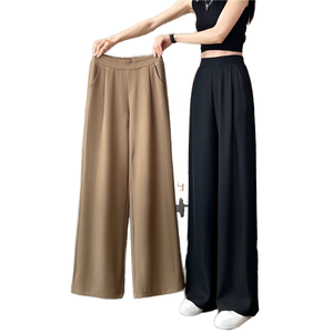 Pantalones de Pierna Ancha de Encaje Transpirables y Ecológicos de Cintura Alta, Delgados y Sueltos, de Longitud Completa, con Pliegues, para Verano 2026 - Nueva Colección - Product Image 1