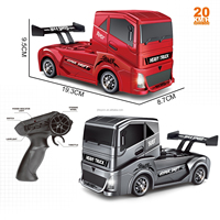 Großhandel 1:24 Maßstab 2,4G 4WD Hochgeschwindigkeits-RC-Sattelschlepper mit Metallischer UV-Beschichteter Karosserie Blinkende LED-Lichter Stunt-Spielzeug RC-Drift-Truck