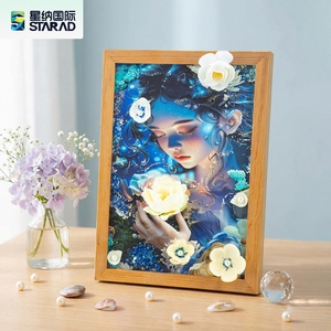 Peinture 3D au design original - Série Fleurs Épanouies, en coton fait main, encadrée, écologique, DIY, tendance, <span class=keywords><strong>art</strong></span> créatif - Product Image 2