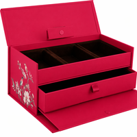 Boîte à double couche personnalisée avec couvercle rabattable, revêtement UV, logo estampé à chaud et tiroir intégré pour bijoux, cosmétiques, parfums, cadeaux
