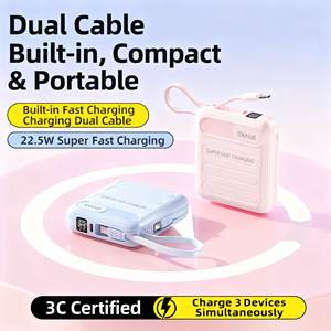 Mini batterie externe 2 en 1 10000mAh Charge rapide Type-C 2 câbles intégrés Chargeur portable <span class=keywords><strong>Gadget</strong></span> technologique Livraison gratuite pour les entreprises - Product Image 6