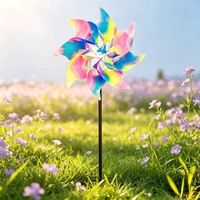 Éolienne réfléchissante irisée à 8 pales, attrape-soleil holographique, décoration de jardin, cadeau pour enfants, 22 cm
