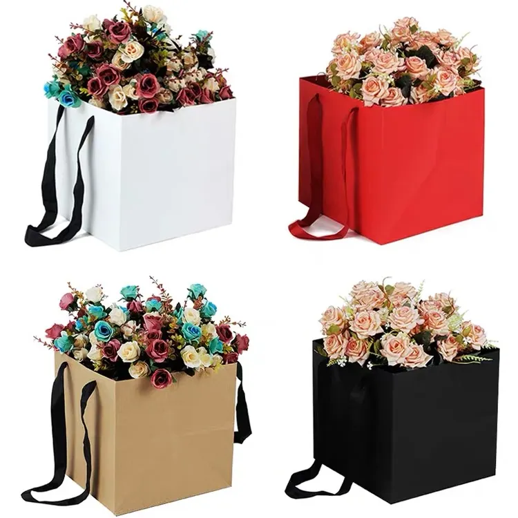 חג אהבת DIY פרח חנות פרחים זר כיכר בסיס אריזת מתנת תיק עם ידית