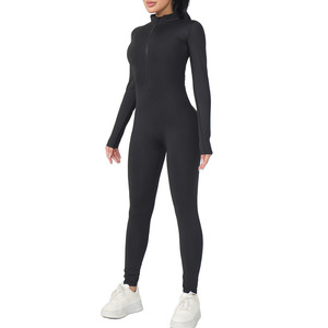 Combinaison une pièce zippée à manches longues pour femme 2026 – Coupe ajustée, idéale pour le fitness, l'entraînement sportif, le yoga, en polaire chaude - Product Image 6