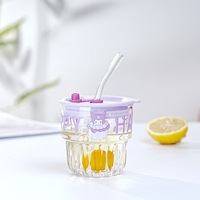 Simple Cartoon & Cinnamoroll Design Verre Transparent Tasse 300ml Petit Déjeuner Lait Couvercle Anti-Fuite Creative Verre Drinkware