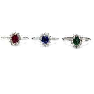 Offre exceptionnelle : Bague en or blanc 18 carats avec diamant naturel et pierre de couleur ovale rubis, modèle Simply Flower Diana, pour femme, cadeau - Product Image 4