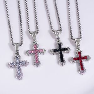 Großhandel Edelstahl Kreuz Anhänger Halskette Mode Hip Hop Style mit quadratischen CZ Zirkon Bling Schmuck für Männer und Frauen - Product Image 2