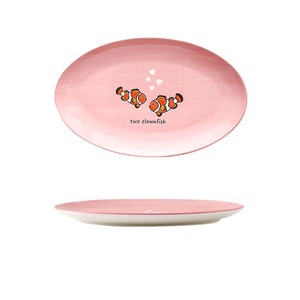 Assiette en céramique de 11 pouces, motif poisson peint, résistante aux hautes températures, style Instagram, pour légumes domestiques, vente en gros - Product Image 2
