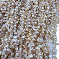 Perle Keshi Baroque en forme de pétale 5-6mm Champagne Semi-finie Haute brillance Trou de 0.8mm DIY