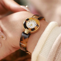 Montre bracelet rétro en écaille de tortue BS FA1836 pour femmes, montre-bracelet à quartz pour femmes avec cadran à chiffres romains vintage