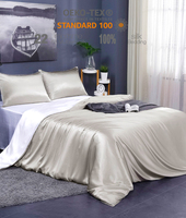 Draps plats en soie de mûrier 100% pure, draps en soie de mûrier imprimés sur mesure, ensemble de literie avec couette en soie en boîte