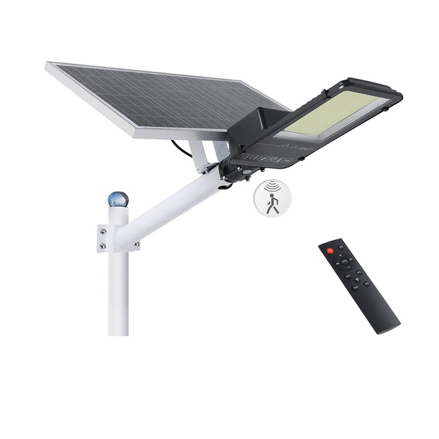 All in One Solar LED Street Light with PIR Sensor 400W 500W Dusk to Dawn IP67 Waterproof Remote for Outdoor Area Lighting