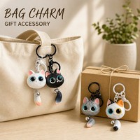 Gantungan Kunci Kucing 3D Geometris Bersegi, Liontin Kepala Kucing, Aksesoris Lucu Kawaii, Tali Ponsel, Grosir, Custom