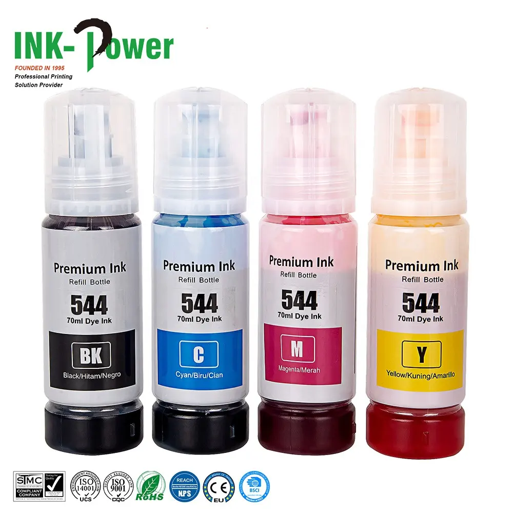 Mürekkep-güç 544 T544 Premium renk uyumlu mürekkep püskürtmeli Tinta şişe dolum enepson eko mürekkep Epson Ecotank L3110 L3150 yazıcı için