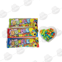 Mini chewing-gum carré multicolore fruité Halal en gros, 15g, emballage individuel en bande, bonbons à mâcher, boîte de présentation motif dessin animé