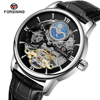Relojes Forsining — montre squelette pour homme, nouvelle tendance, automatique, tourbillon à phase lunaire, montre-bracelet mécanique
