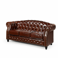 Canapé Chesterfield en cuir véritable italien de haute qualité, style rustique capitonné, couleur bronzée, 3 places, ensemble modulaire pour salon