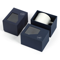 Boîte en carton pour tasse à café avec fenêtre transparente en PVC, emballage cadeau recyclable pour tasses, logo personnalisable et impression 4 couleurs