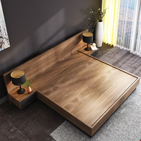 Lit Tatami Moderne et Simple avec Fonction de Rangement, Lit Nordique en MDF E1, Tailles 1.5/1.8m, Lit Double King/Queen Size, Ensemble de Meubles de Chambre