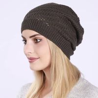 Gorro de punto con diseño hueco a la moda, transpirable, de color sólido, informal, para primavera y verano, para mujer