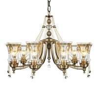 Lustre rétro de style américain en cuivre, 10 ampoules, nouveau, lampe de salon, style européen, pour salle à manger, chambre à coucher, moderne, simple et élégant