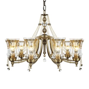 Lámpara de Techo Retro de Estilo Americano, 10 Bombillas, Totalmente de Cobre, para Sala de Estar, Comedor, Dormitorio, Estilo Europeo, Moderna, Simple y Elegante - Product Image 1