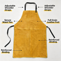 Tablier en cuir véritable de qualité supérieure, doux, imperméable, résistant à l'huile, réglable, pour la cuisine et le travail du bois