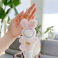 Porte-clés en peluche lapin astronaute en gros, pendentif pour sac de couple, décoration suspendue, porte-clés en peluche exquis, cadeau pour enfants