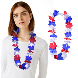 独立記念日用バルクネックレス アメリカ愛国心LEDライト ハワイアンフラワーレイネックレス 国民祝賀パーティー装飾用 - Product Image 2