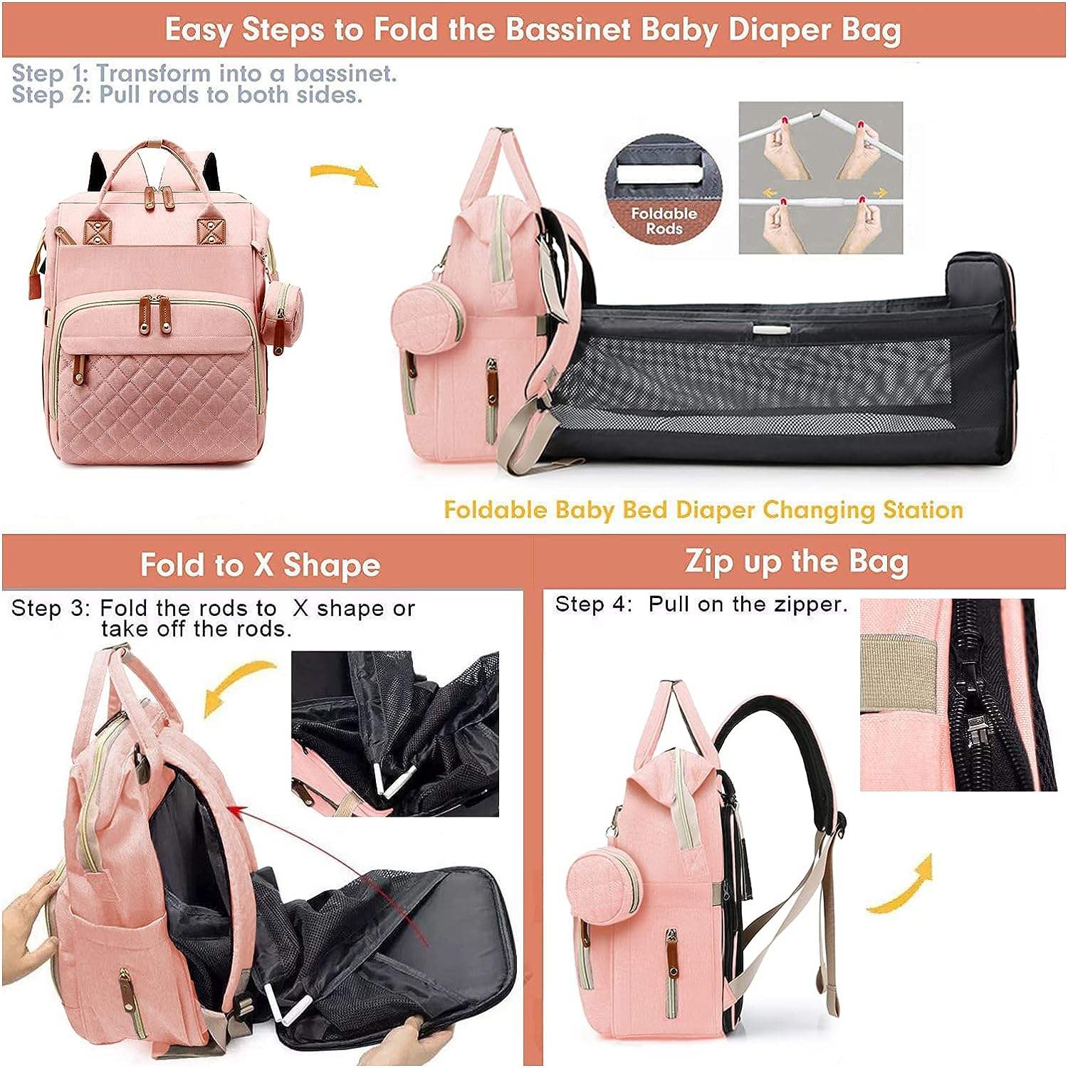 Crib Baby Folding Bed Outdoor Travel Baby Carrier Diaper Bag